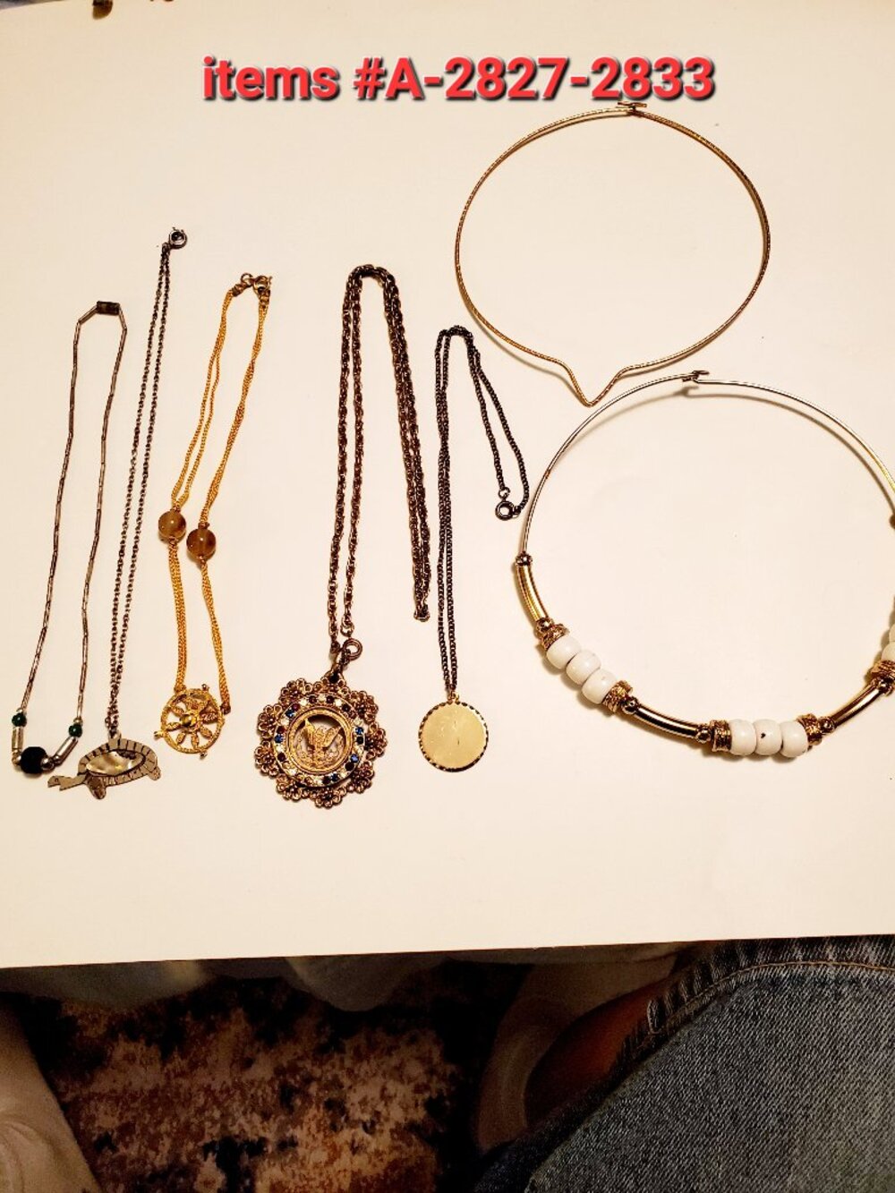 7 Necklaces, items # A -2827-2833,. wt. 91 grams.